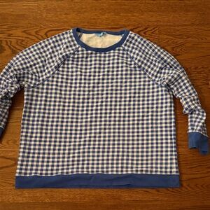 Draper James Bright Blue and White Gingham Sweatshirt